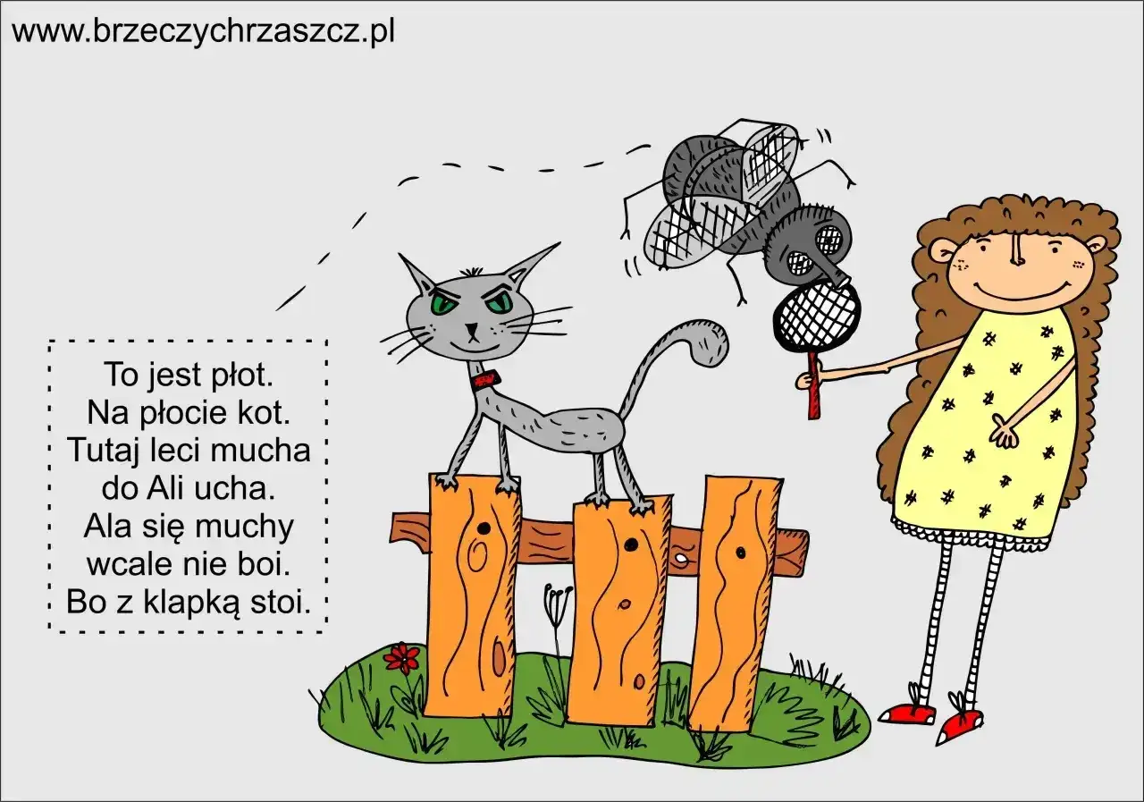 Kot na płocie, mucha leci do ucha Ali. Ala z klapką nie boi się muchy. Mega śmieszne wierszyki!
