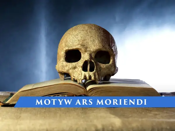 Czaszka na starym opasłym tomie, symbolizująca obraz śmierci w średniowieczu i sztukę umierania (Ars Moriendi).
